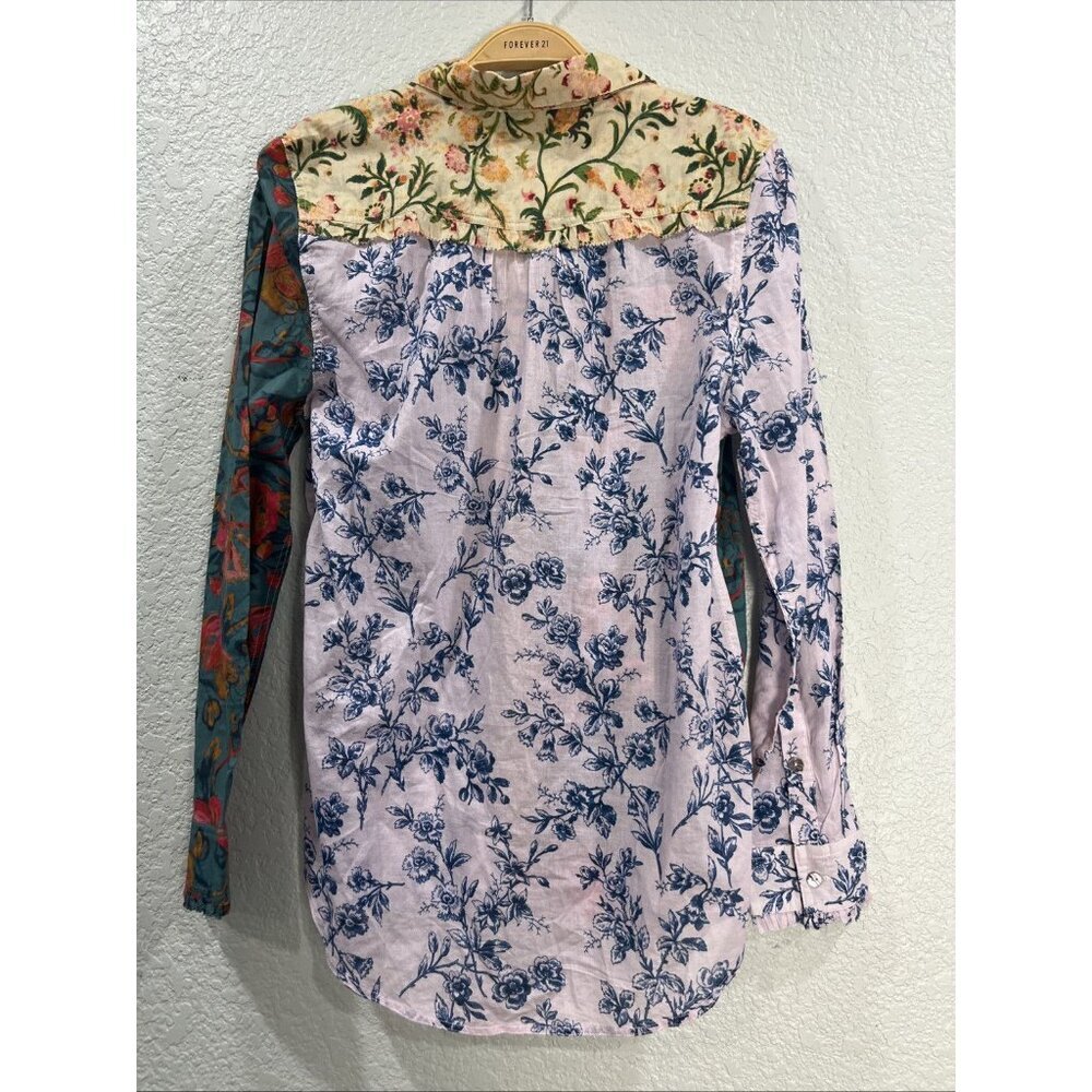 Sundance Womens Floral Patchwork Button Down Shirt XS Boho Cottage Artsy‎ Whimsi - Picture 4 of 8